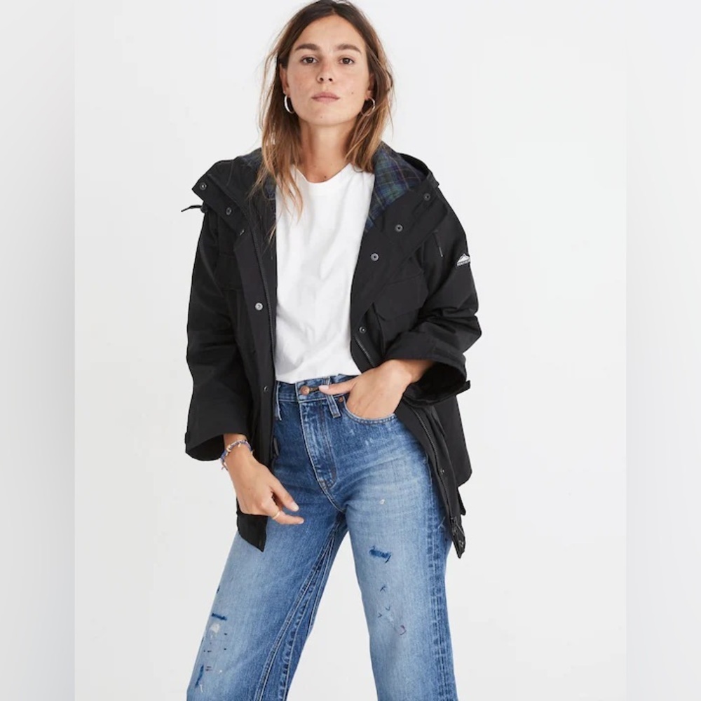 Madewell X Penfield Medbury flannel lined water resistant jacket black XS - Picture 3 of 14